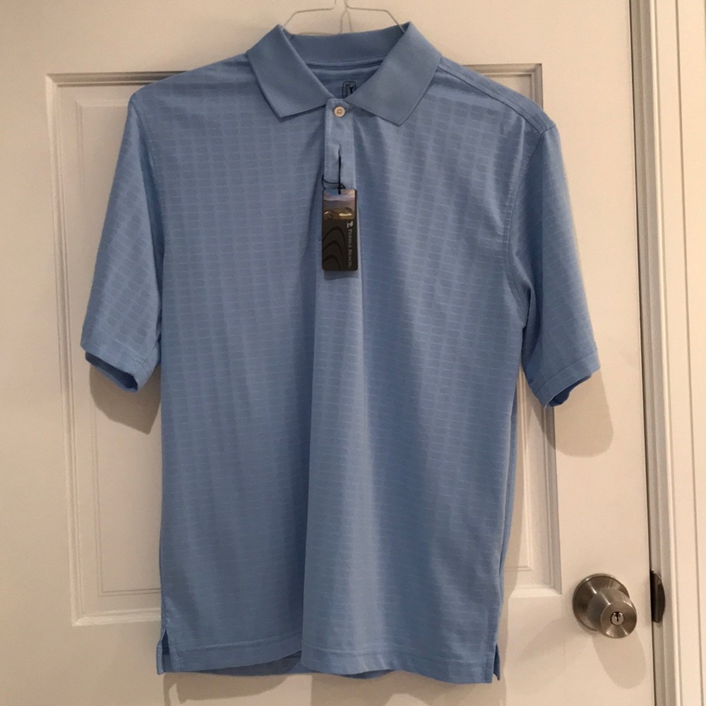 Pebble Beach Mens Light Blue Golf Shirt